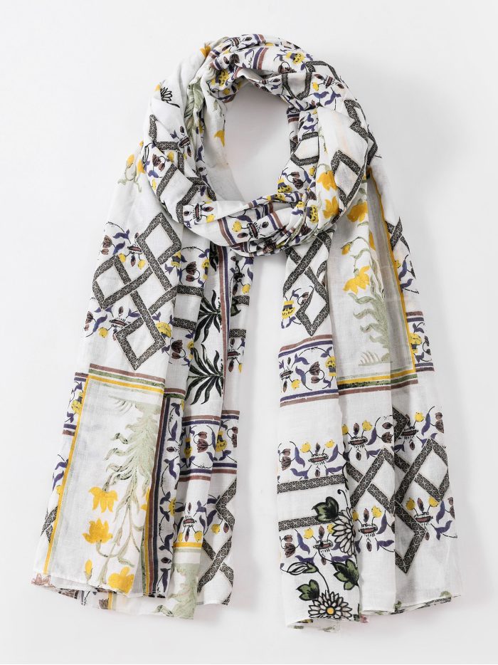 Fular de algodón estampado mosaico boho