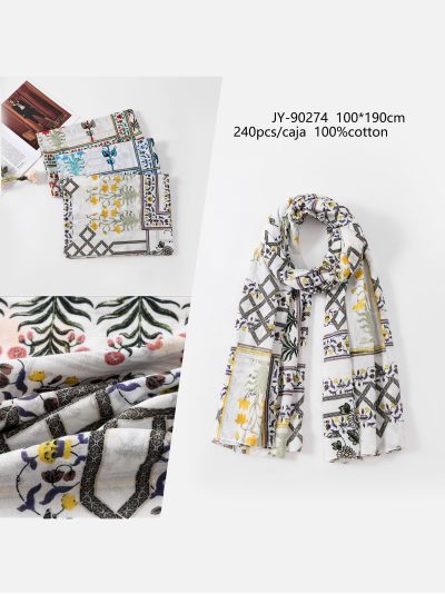 Fular de algodón estampado mosaico boho 2