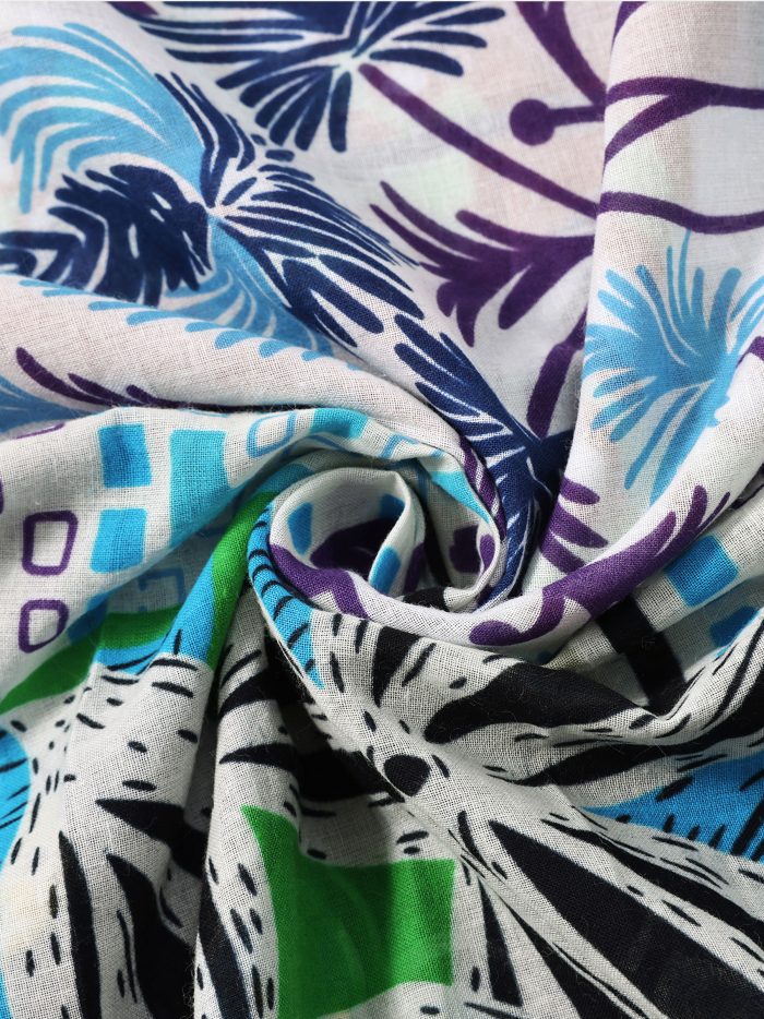 Sciarpa in cotone con stampa etnica multicolore