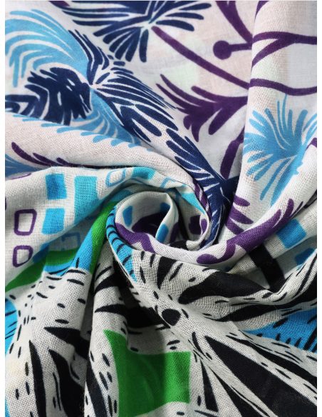 Sciarpa in cotone con stampa etnica multicolore