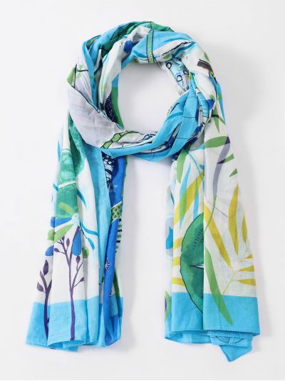 Fular de algodón estampado jardín artístico