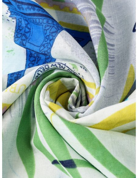 Sciarpa in cotone con stampa artistica da giardino