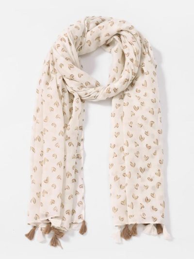 Fular de corazones con borlas