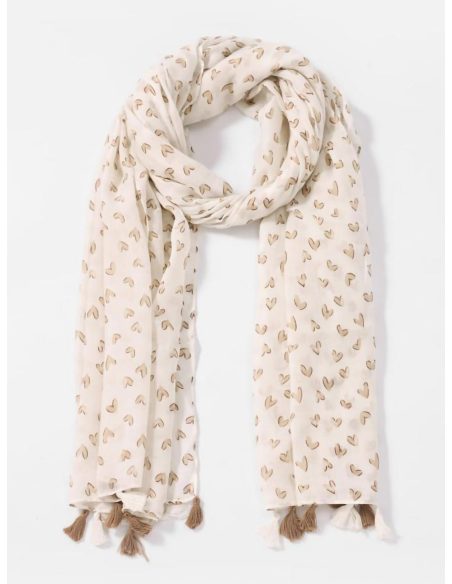 Fular de corazones con borlas