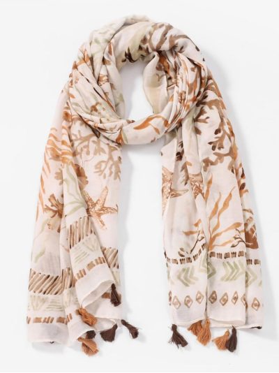 Fular marino de coral y estrellas