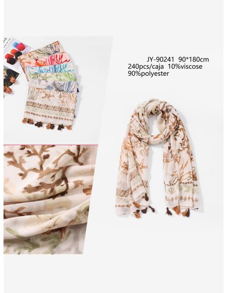 Lenço marinho com estampa de coral e estrela-do-mar