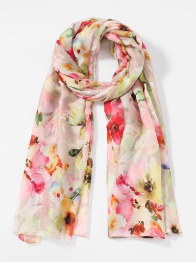 Fular floral acuarela pastel