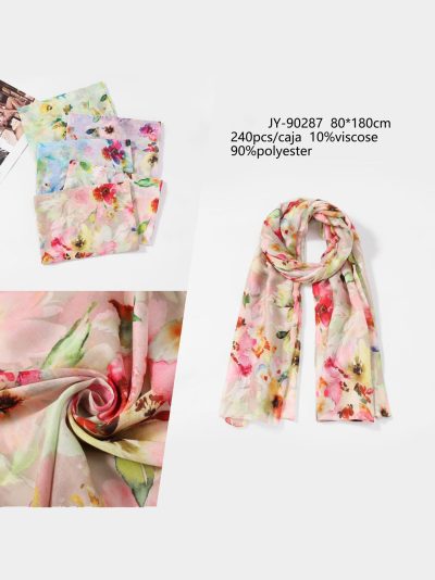 Fular floral acuarela pastel 2