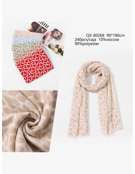 Fular con corazones dorados