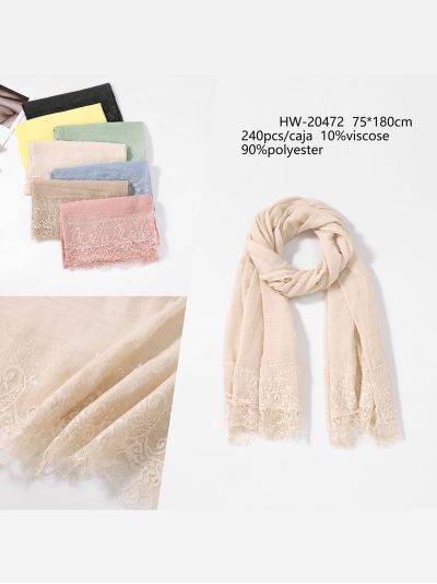 Fular liso con encaje 2