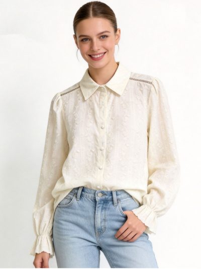 Blusa bordada de algodón