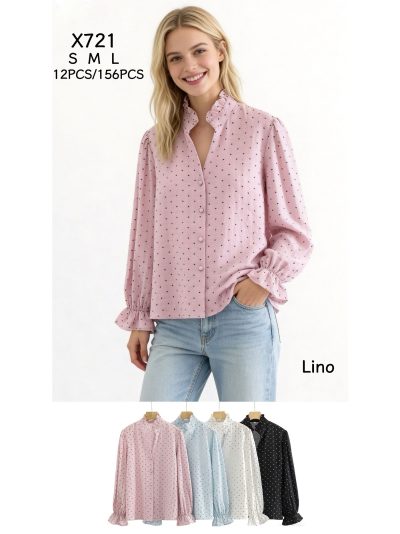 Blusa efecto lino con lunares 2