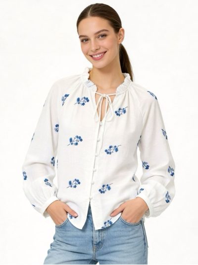 Blusa bordada con lazada