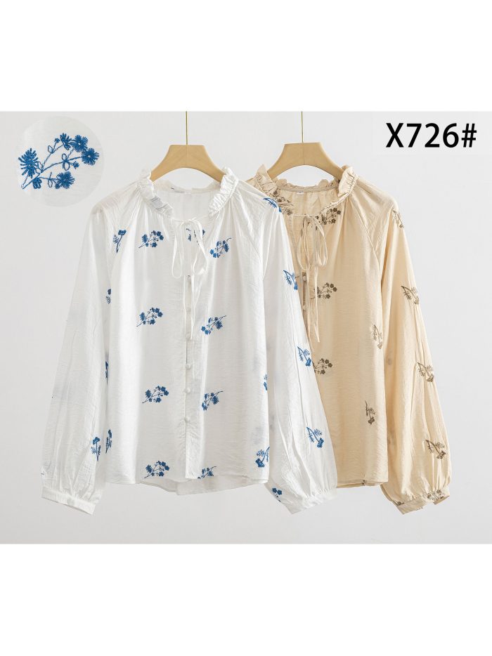Blusa bordada con lazada
