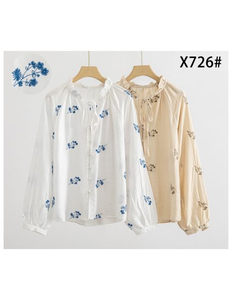 Blusa bordada con lazada
