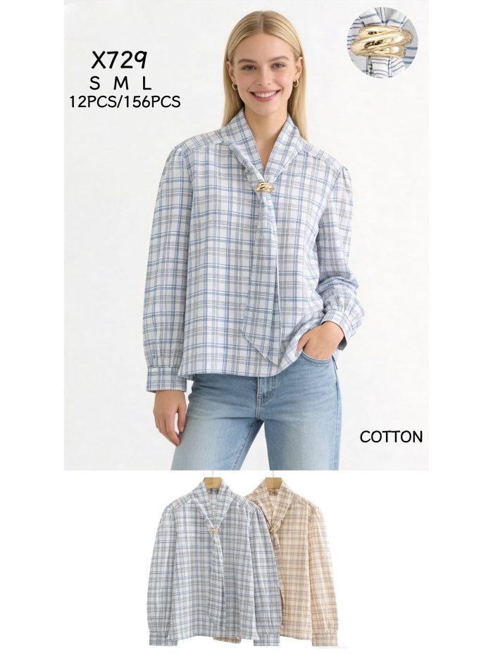 Blusa de cuadros con lazo joya