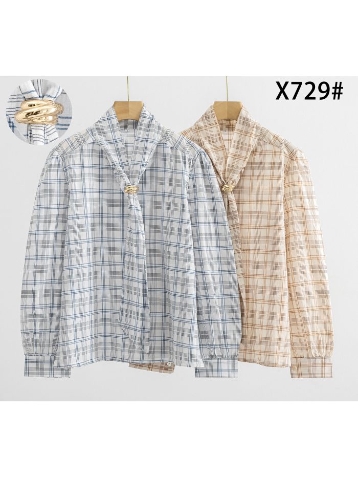 Blusa de cuadros con lazo joya