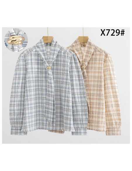 Blusa de cuadros con lazo joya