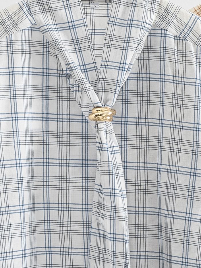 Blusa de cuadros con lazo joya