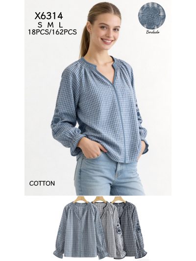 Gingham embroidered blouse 2