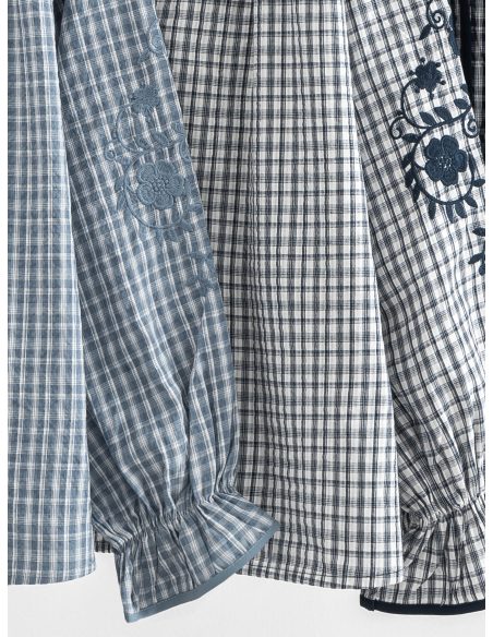Gingham embroidered blouse