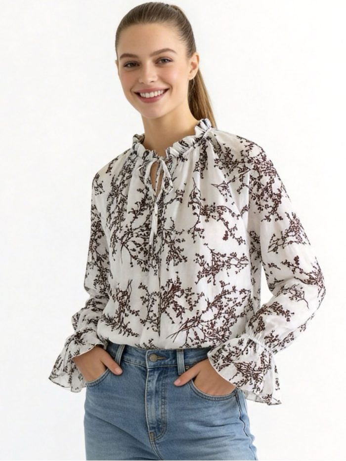 Blusa botánica con lazada