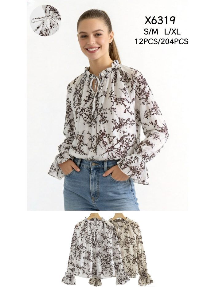 Blusa botánica con lazada
