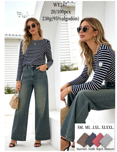 T-shirt rayé avec écusson