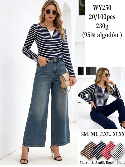 T-shirt a righe con cerniera 2