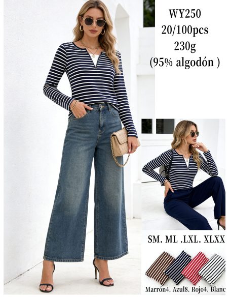 Camiseta listrada com zíper