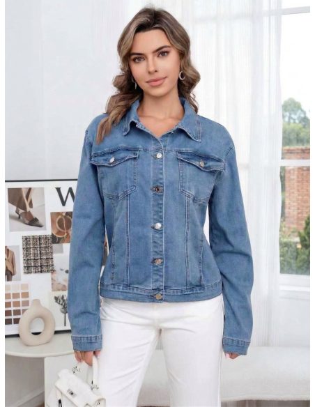 Chaqueta denim clásica talla grande