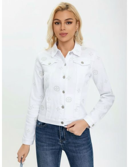 Chaqueta denim blanca bordada