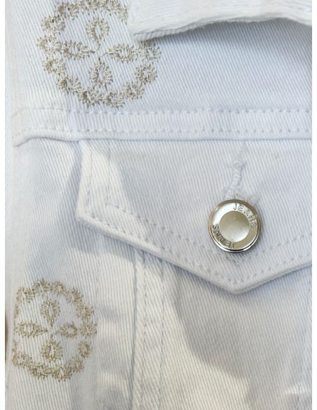 Chaqueta denim blanca bordada