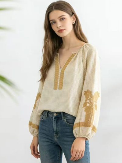 Blusa vichy bordada boho