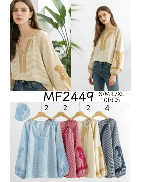 Blusa vichy bordada boho