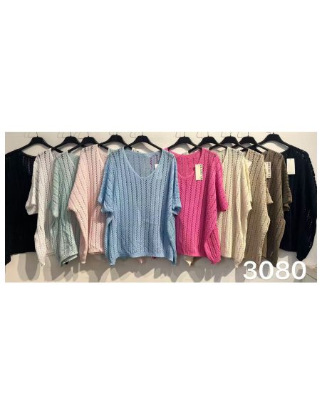 Jersey calado de cuello pico