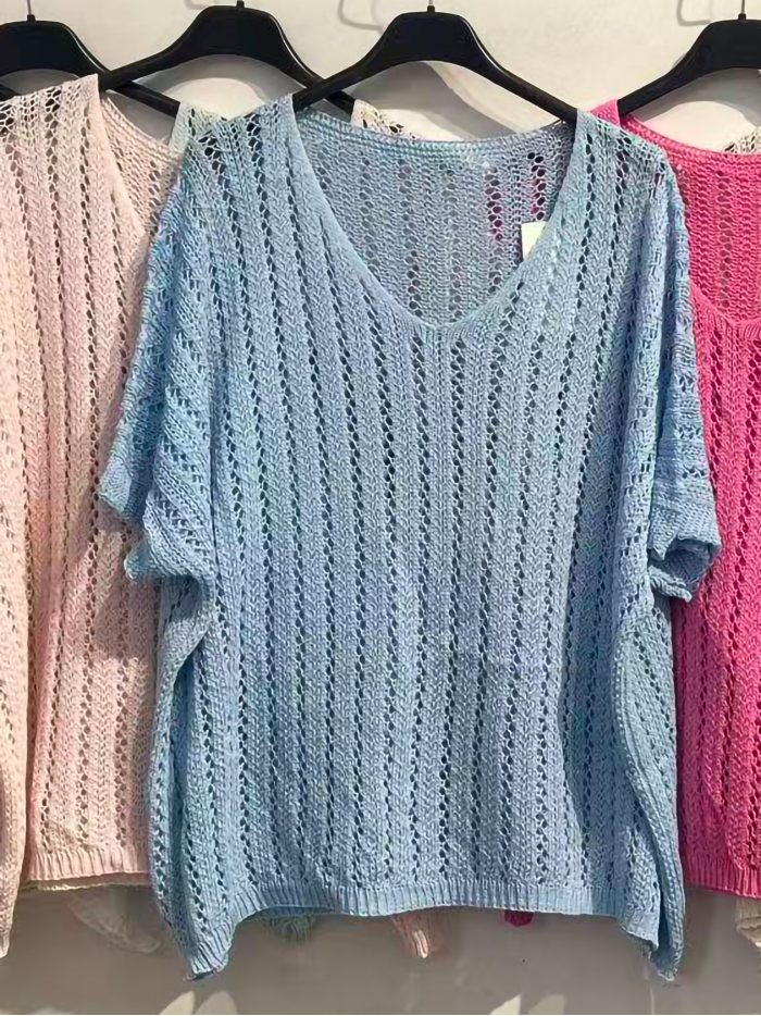 Jersey calado de cuello pico