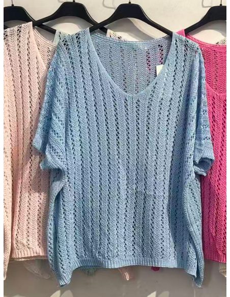 Jersey calado de cuello pico