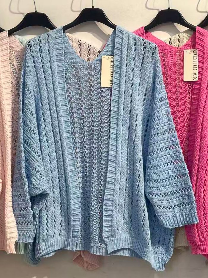 Cárdigan calado de punto fino