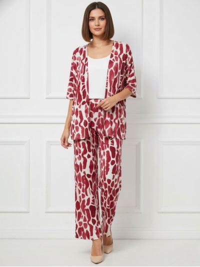 Conjunto de lycra kimono estampado abstracto y pantalón