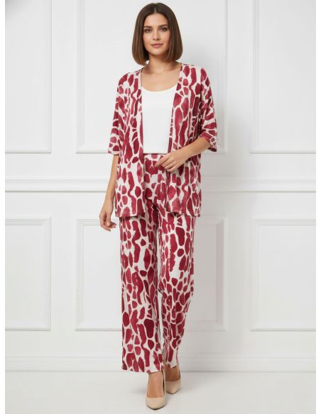 Conjunto de lycra kimono estampado abstracto y pantalón