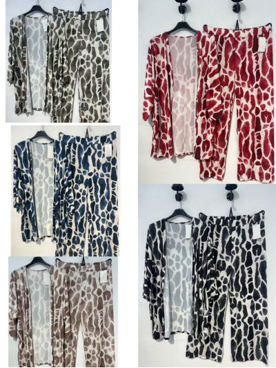 Conjunto de lycra kimono estampado abstracto y pantalón 2