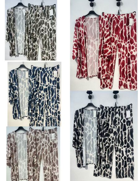 Conjunto de lycra kimono estampado abstracto y pantalón