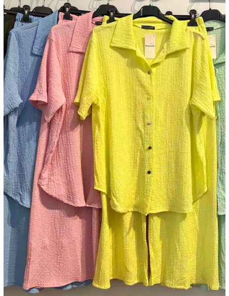 Conjunto camisa textura y pantalón