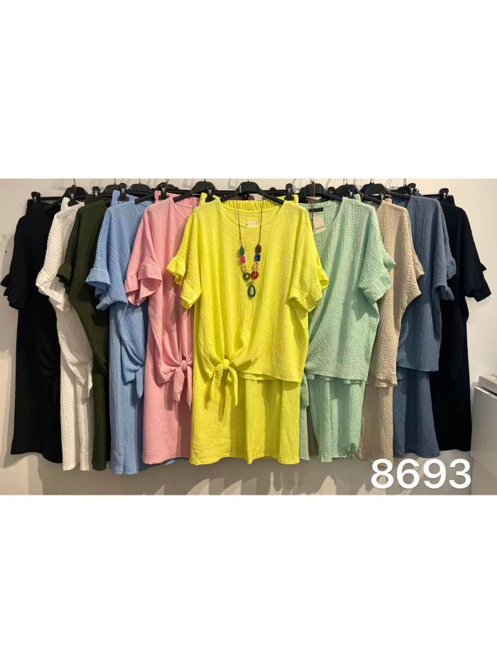 Conjunto blusa textura nudos y pantalón