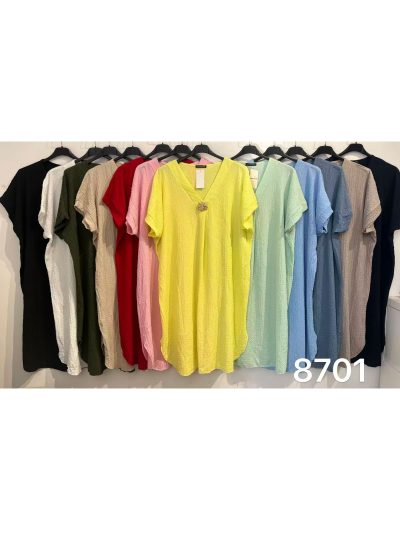 Vestido amplio textura botón joya 2