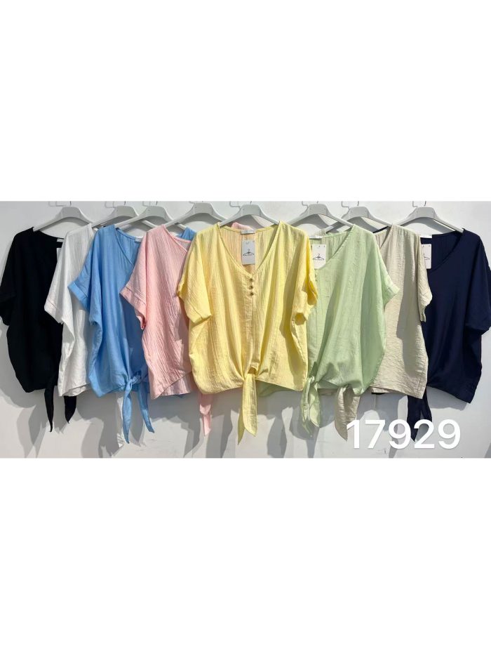 Kurzärmelige, geknotete Bluse