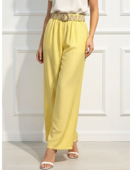 Pantalón palazzo liso con cinturón