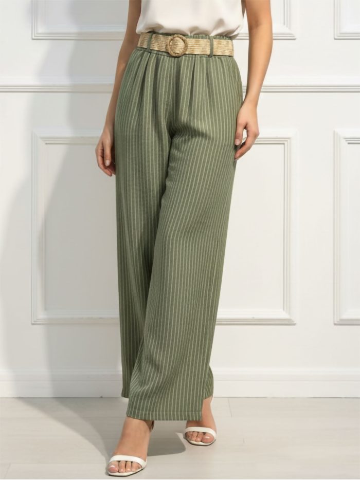 Pantalón palazzo de rayas con cinturón