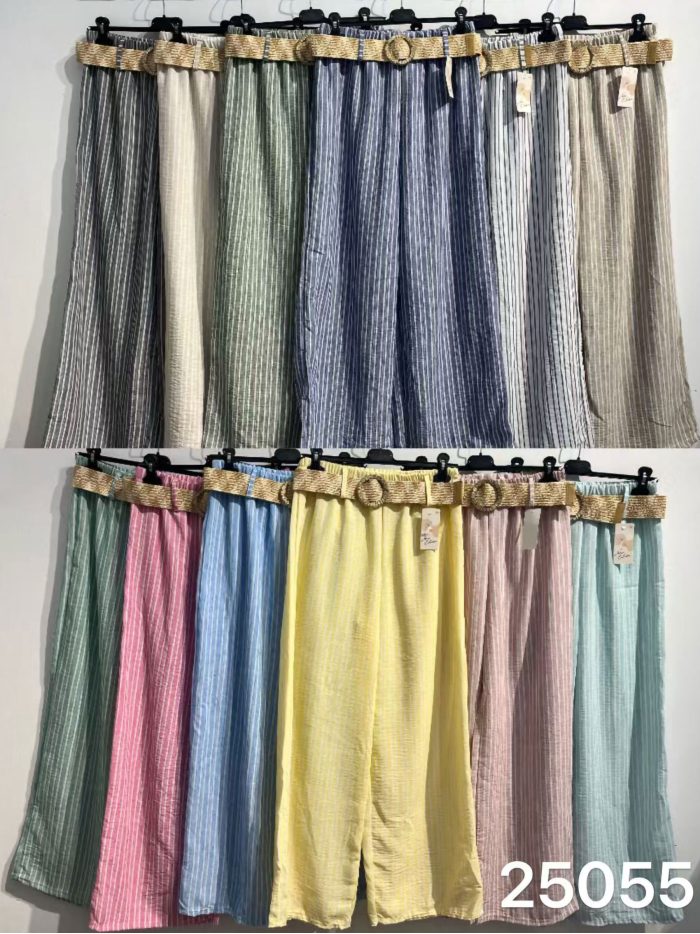 Pantalón palazzo de rayas con cinturón